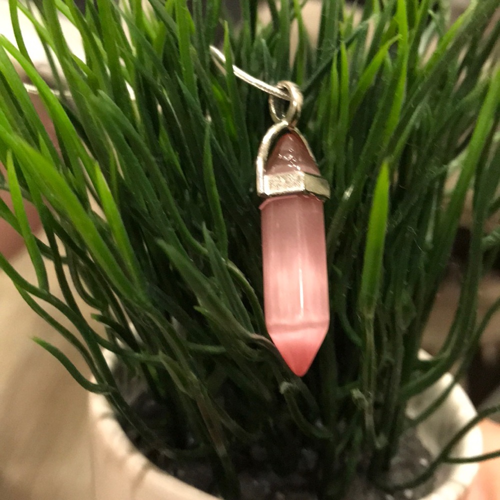 ROSE PINK QUARTZ 925 silver necklace